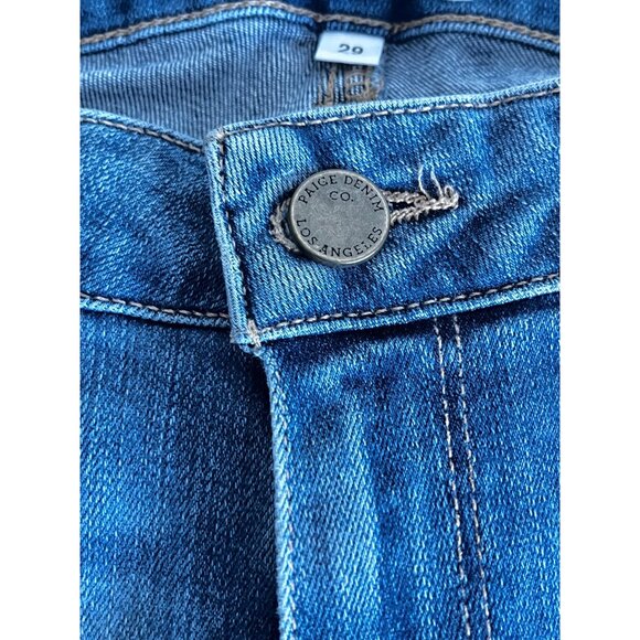 Paige Verdugo Crop Jeans Womens 29 Distressed Denim Mid-Rise Skinny Fit Raw Hem - Picture 6 of 9